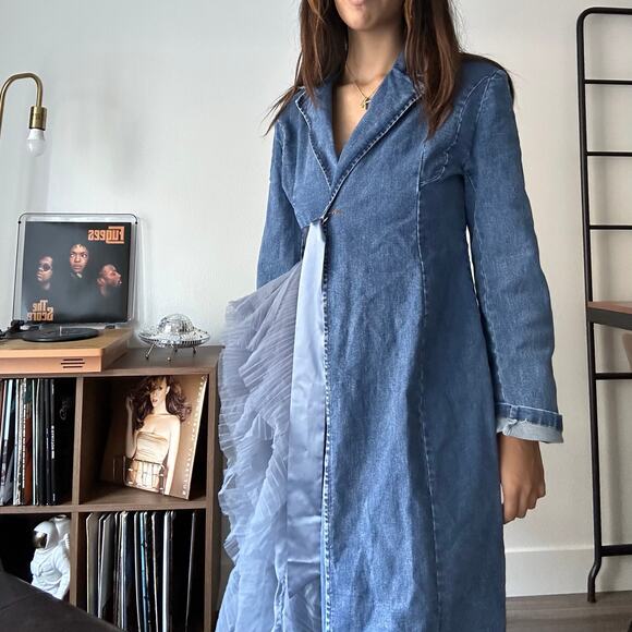 Annabelle Asymmetrical Ruffle Denim Dress M - Picture 3 of 9